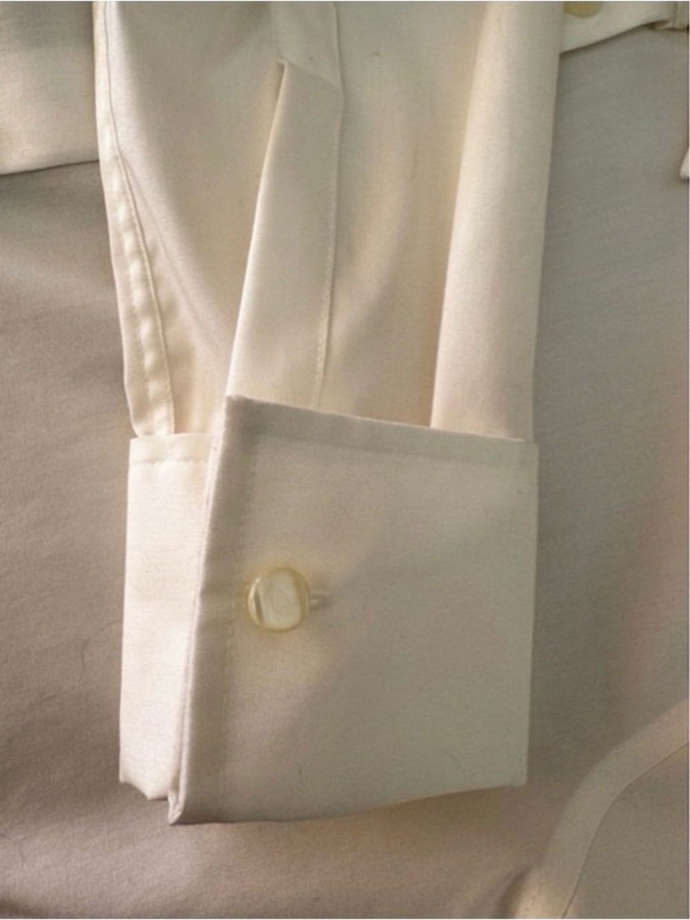 Charter Club Iron-Free 100% Cotton Button Down Shirt Off-White French Cuffs Sz 8 - Picture 5 of 7
